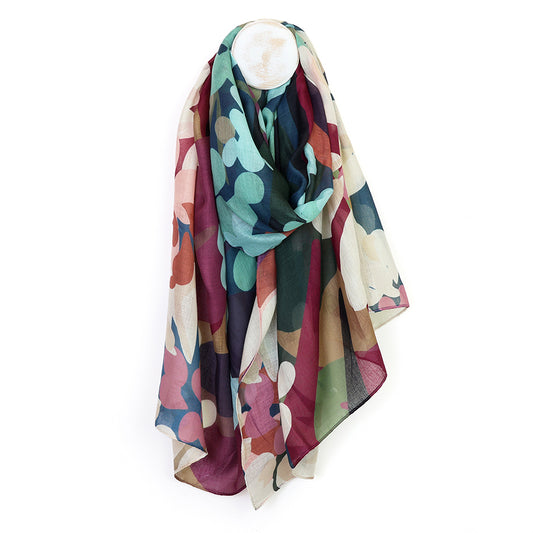 Botanical Print Scarf Plum & Teal