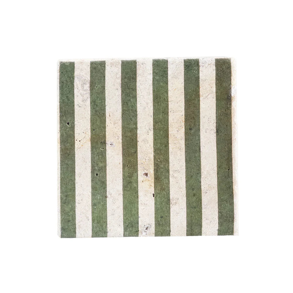 Green Stripe Single Stone Coaster