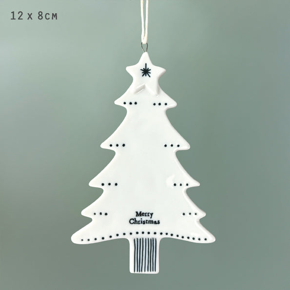 Merry Christmas Flat Tree Porcelain Bauble