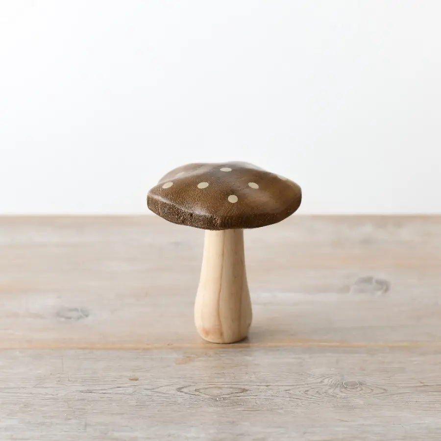 Wooden Mushroom With Gold Dots 12cm