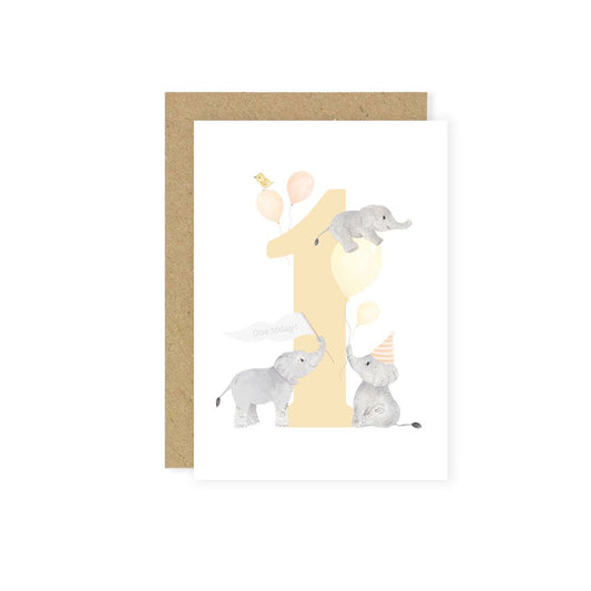 1st Birthday Elephants Greetings Card