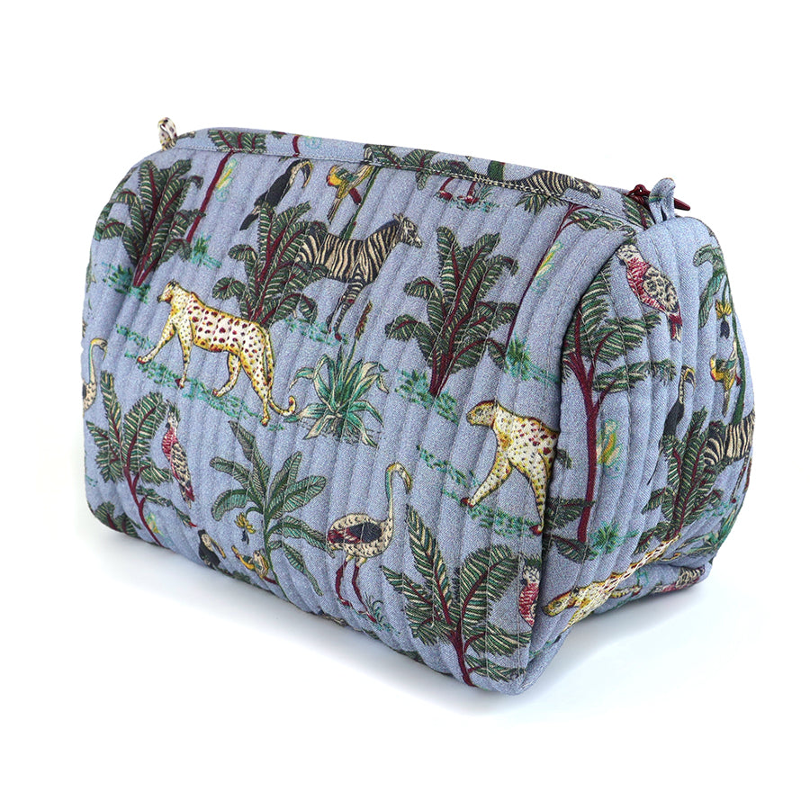 Safari Palm Print Quilted Cosmetic Bag