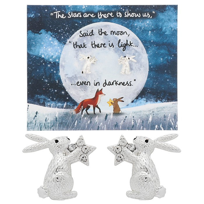 Fox Under The Moon Light In The Dark Bunny Earrings