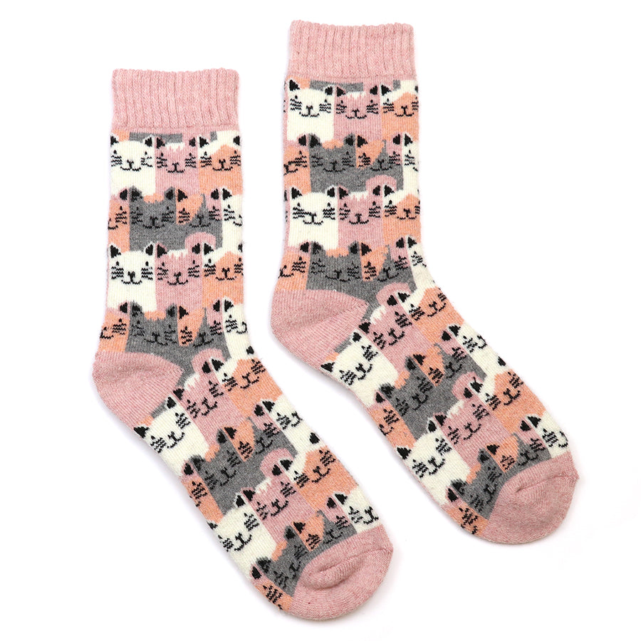 Striped Cat Socks Pink