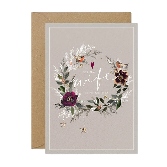 Wife Wreath Christmas Card