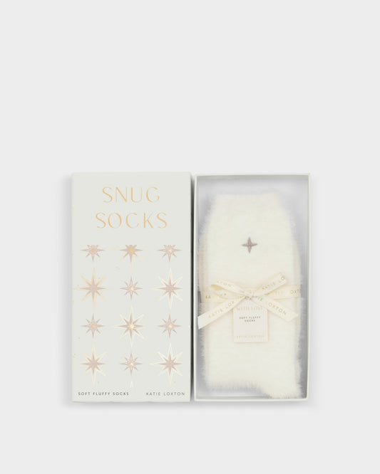 Katie Loxton Gift Boxed Fluffy Socks in Off White