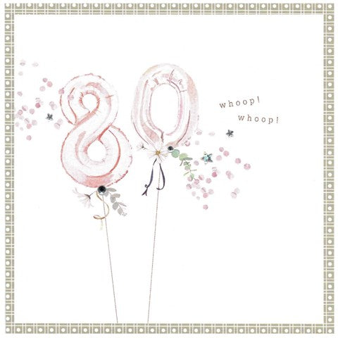 80th Birthday Balloons Greetings Card