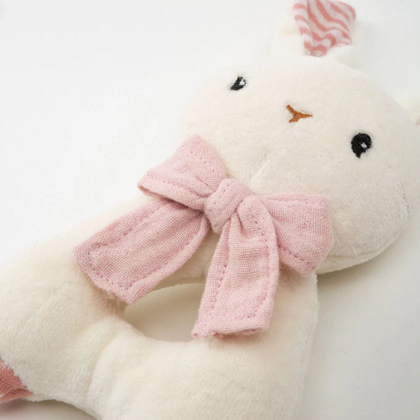 Velour Rabbit Rattle in Pink