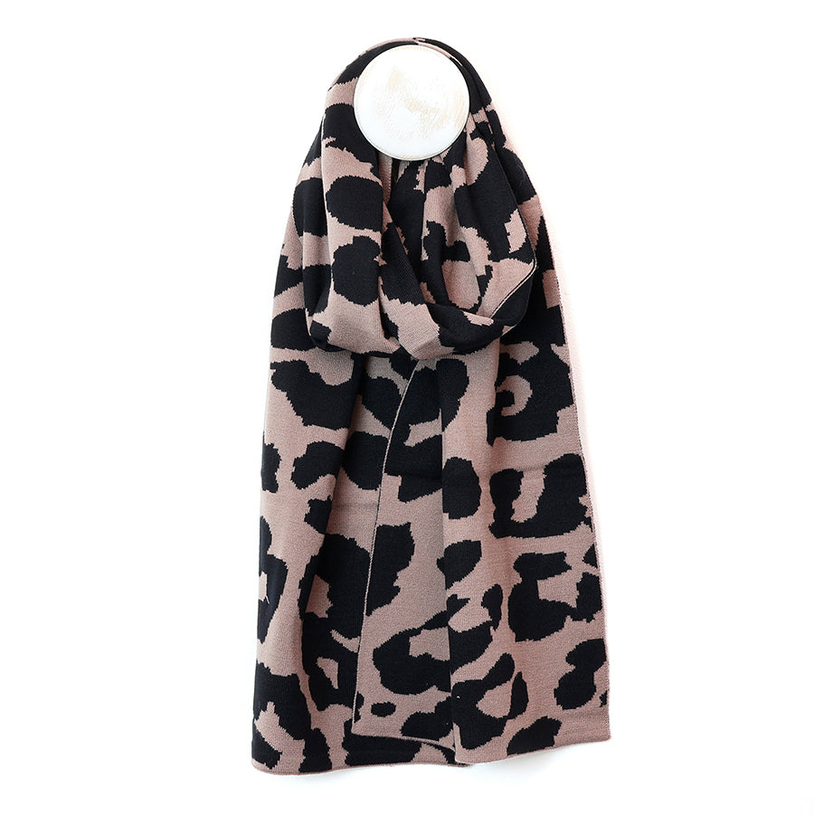 Taupe & Black Abstract Animal Print Scarf
