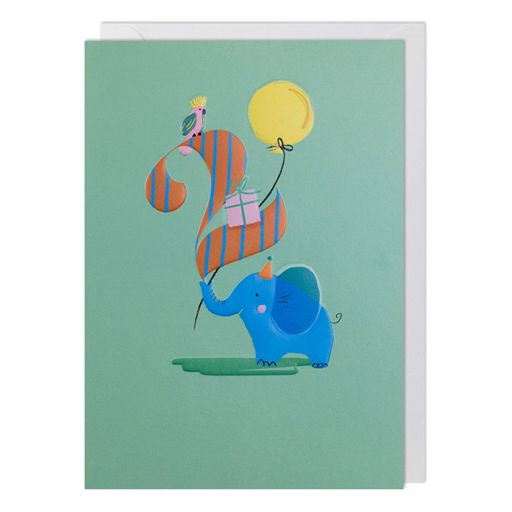 2nd Birthday Elephant Greetings Card