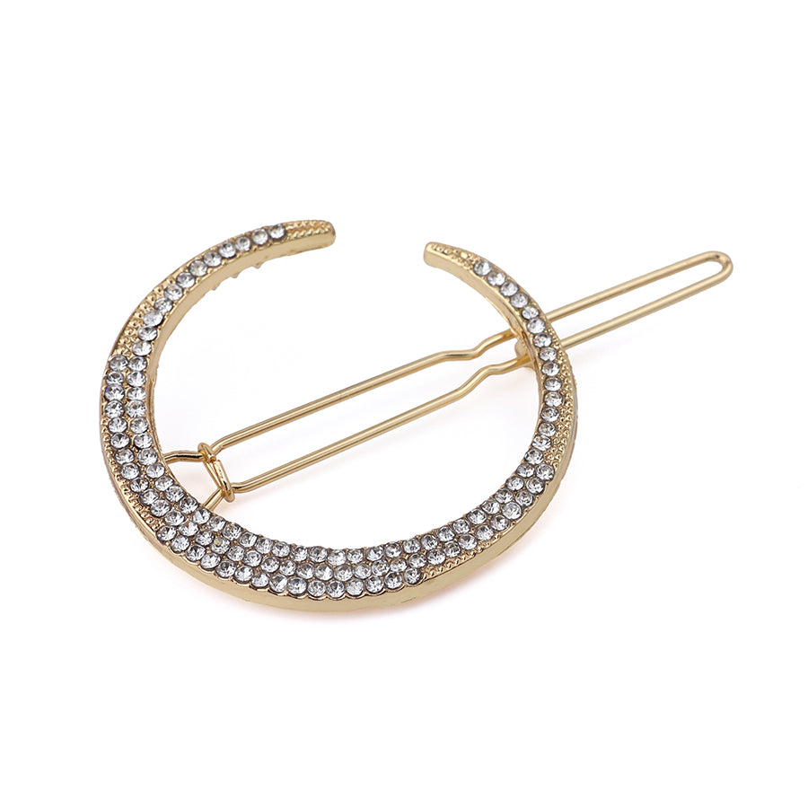 Gold Crystal Crescent Moon Clip