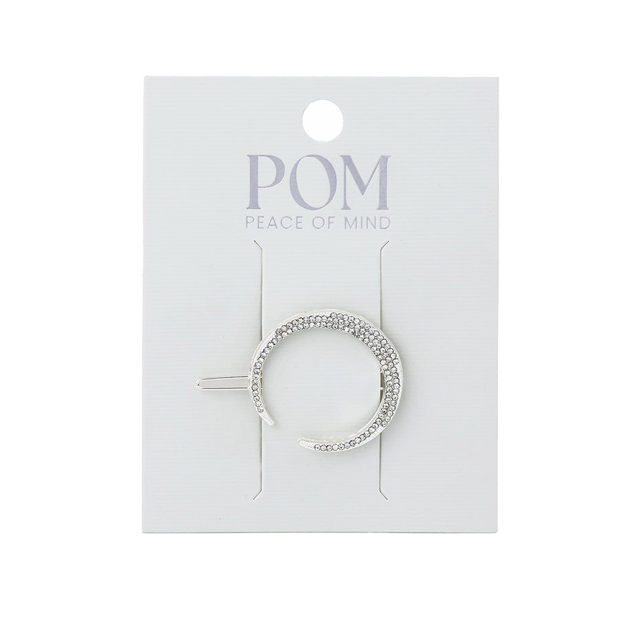 Silver Crystal Crescent Moon  Clip