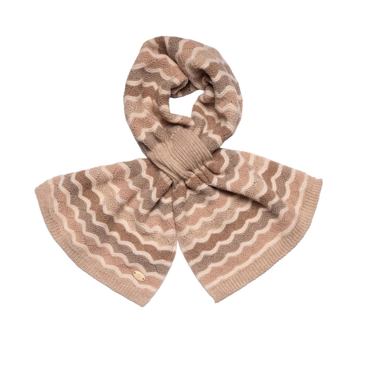 Wave Print Pull Through Scarf Cream