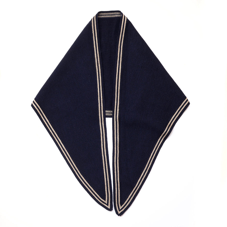 Fine Knit Triangle Scarf Navy