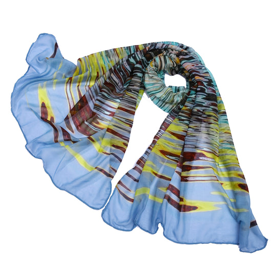 Water Reflection Lightweight Scarf Blue, Green & Brown
