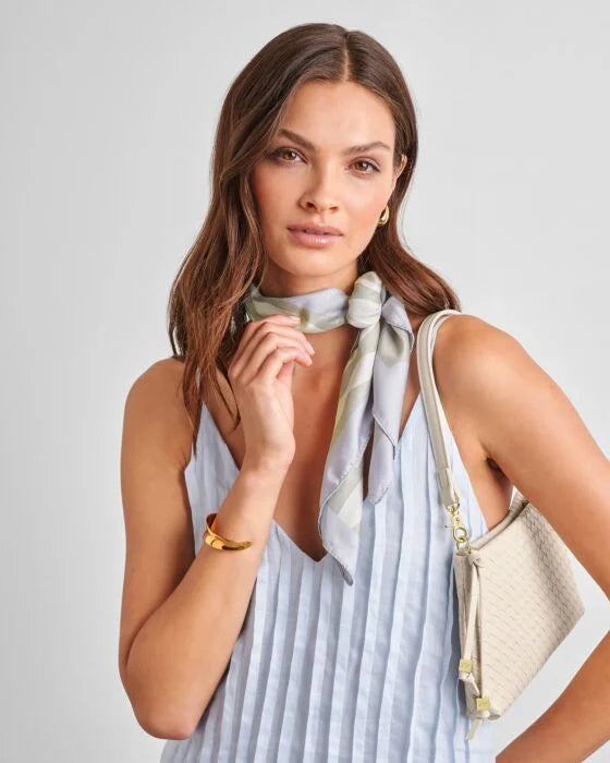 Katie Loxton Stripe Satin Multiway Scarf in Sage & Pastel Blue