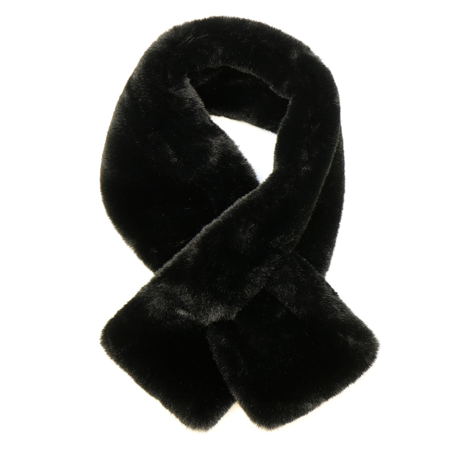Natalia black faux fur pull through scarf