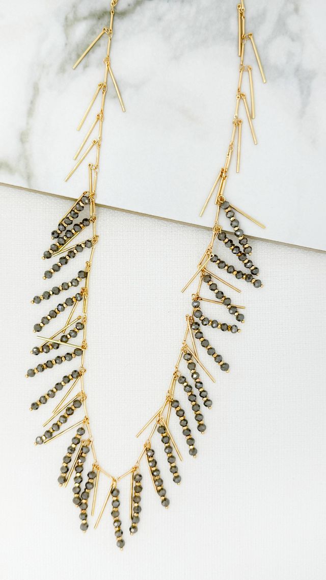 Envy Crystal Strand Necklace Gold