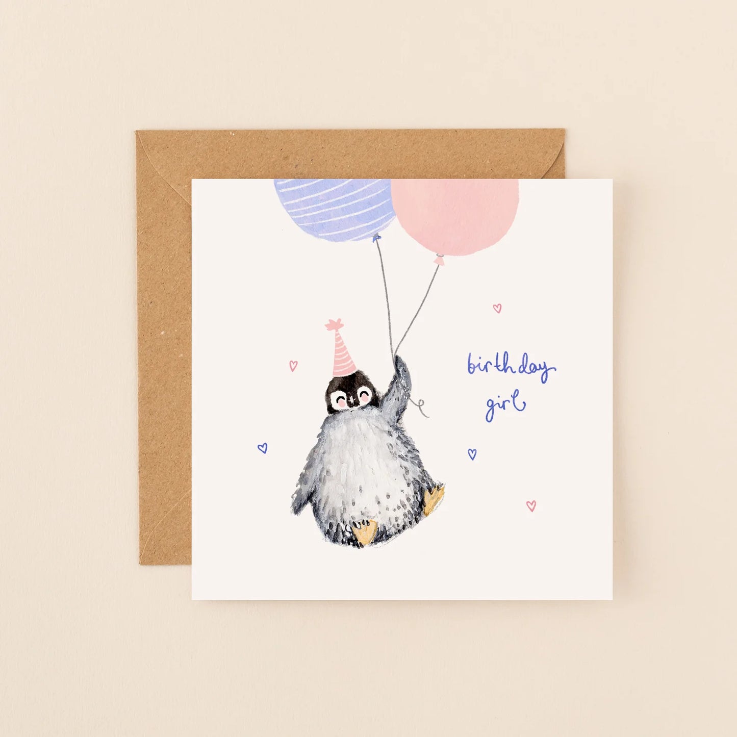 Birthday Girl Penguin Greetings Card