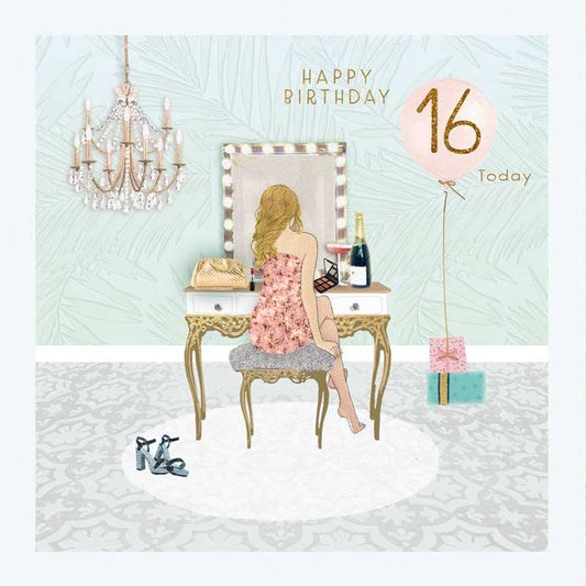 Happy 16th Birthday Dressing Room Greetings Card