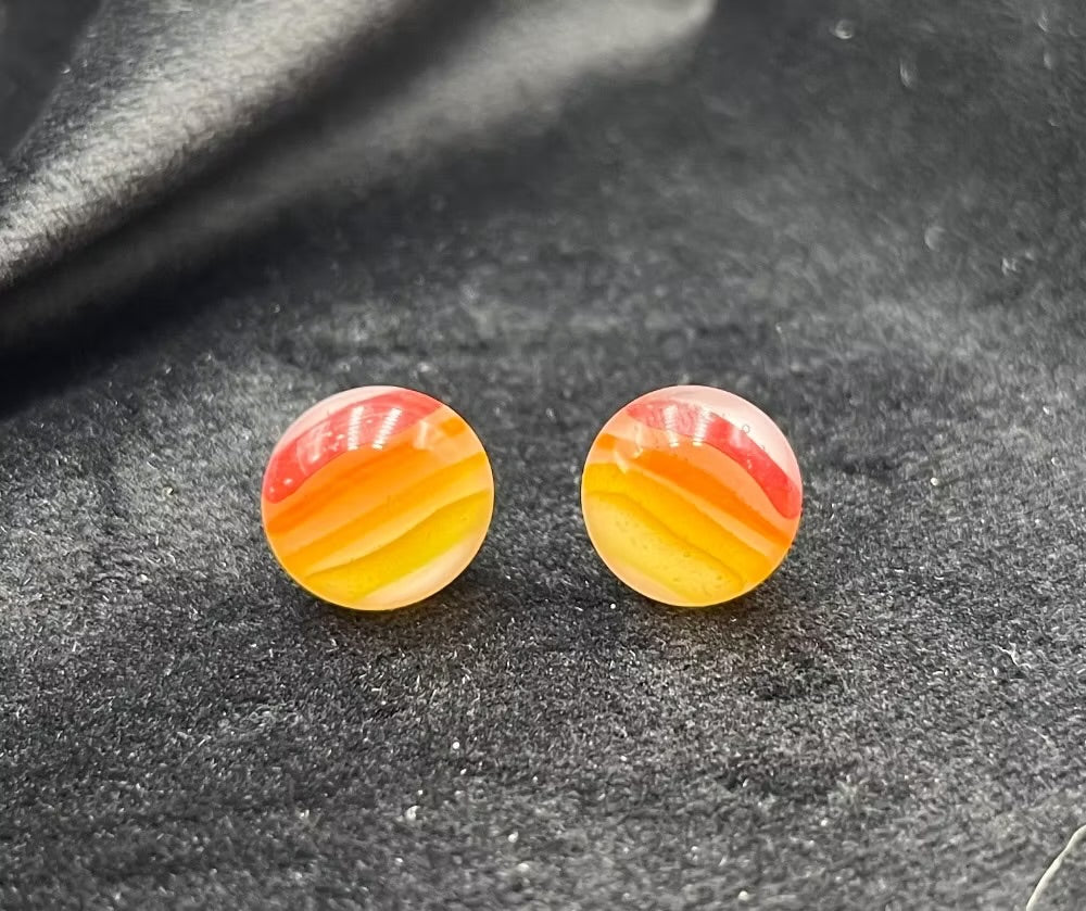 Sunset Ripple Glass Circular Stud Earrings