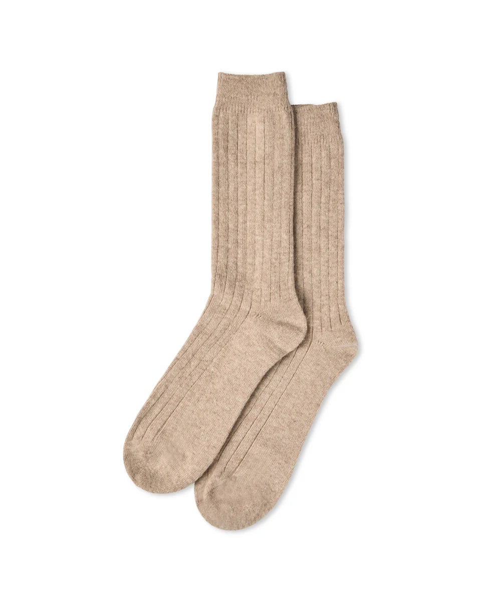 Men’s Cashmere Rib Socks Beige