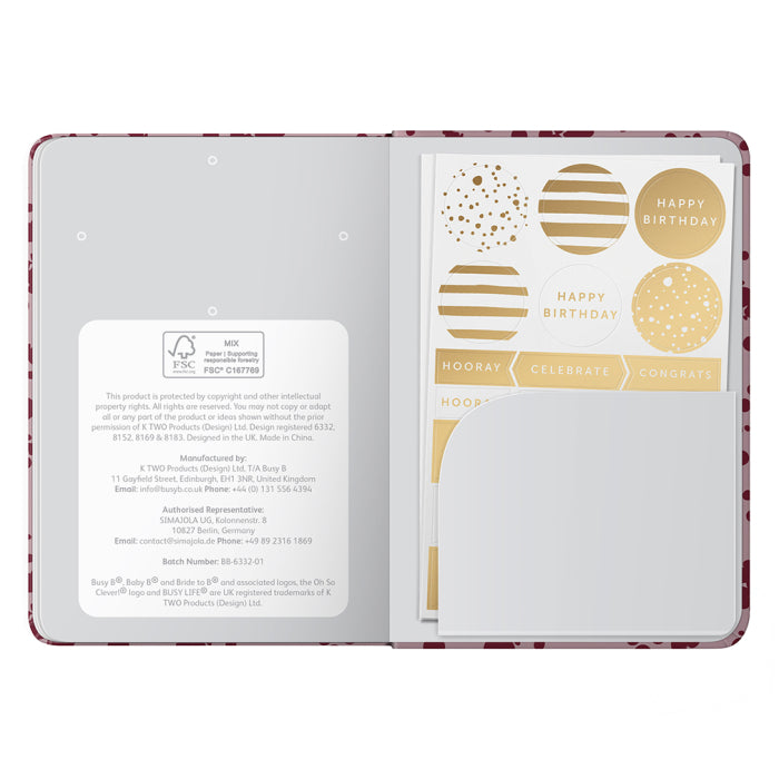 Address & Birthday Book Burgundy Splatter