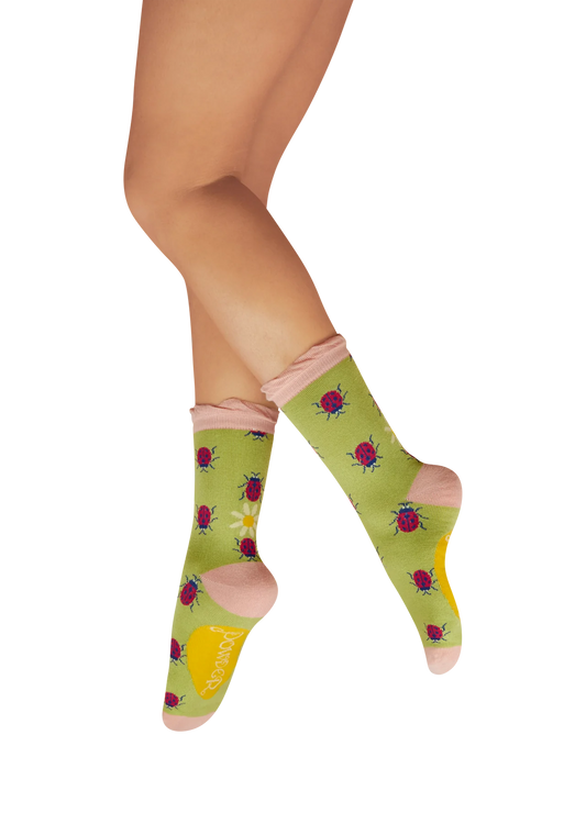 Lovely Ladybird Ladies Ankle Socks in Fern