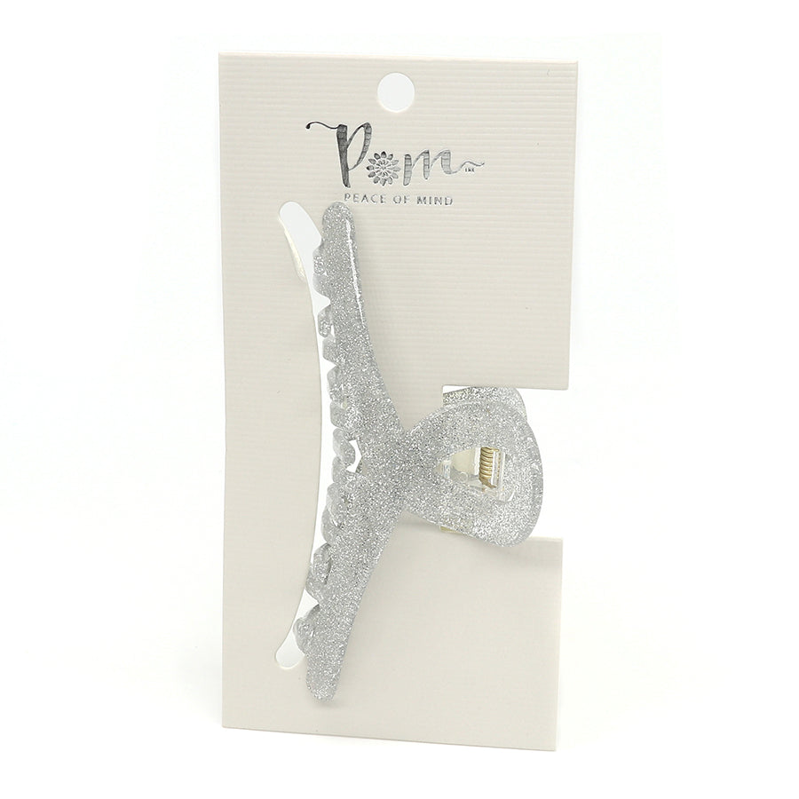 Silver Glitter Claw Clip