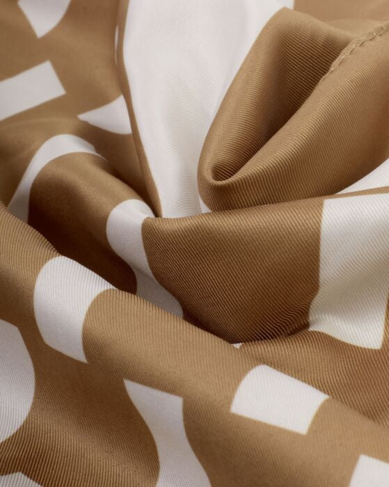 Katie Loxton Checkered Satin Multiway Scarf in Off White & Caramel