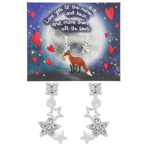 Fox Under The Moon Love You To Moon Star Drop Earrings