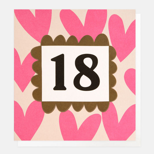 18th Birthday Hearts Greetings Card