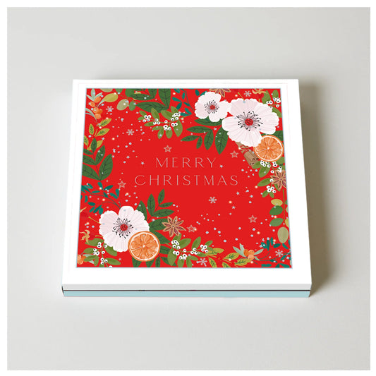 White Rose and Berries Pack of  8 Christmas Cards