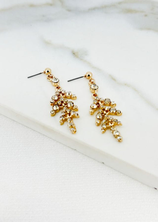 Envy Crystal Drop Earrings Gold