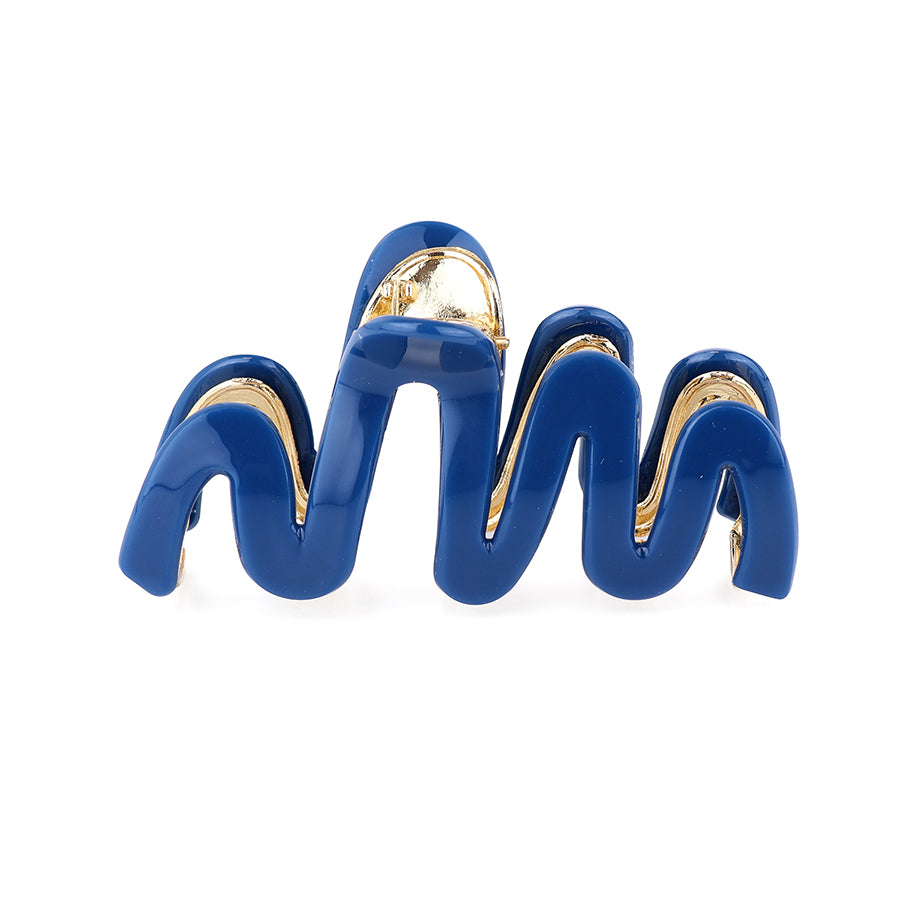 Blue & Gold Wave Claw Clip