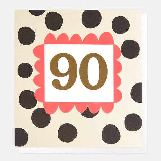 90th Birthday Dots Greetings Card