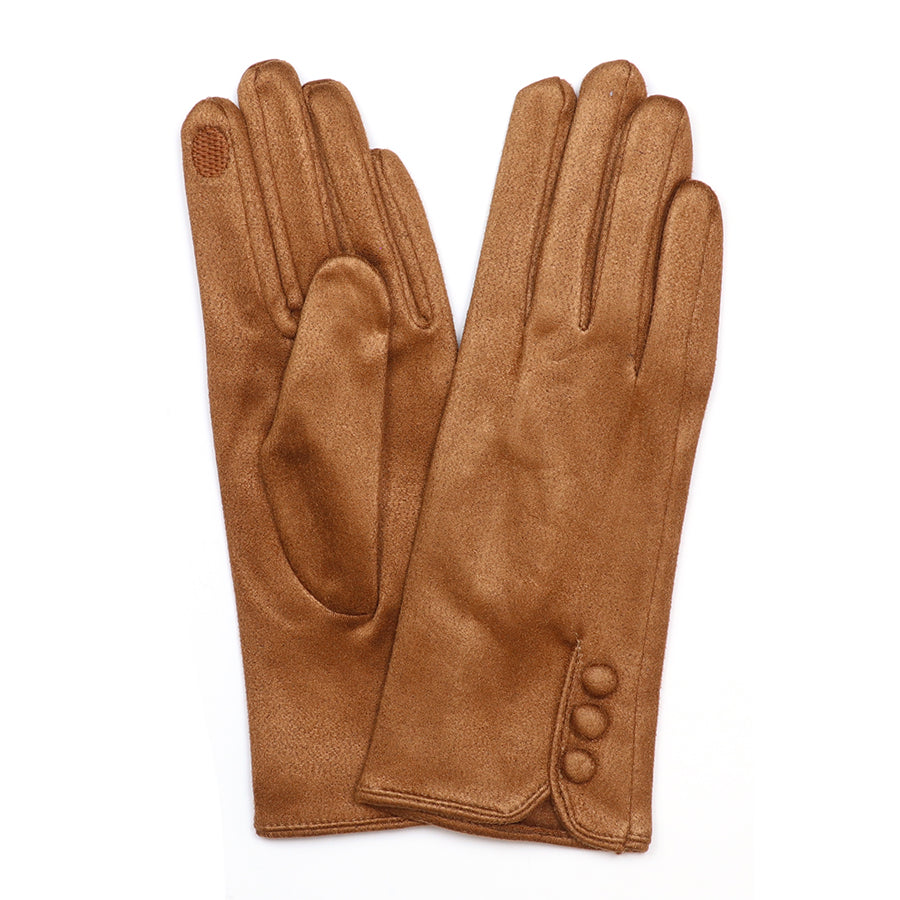 Faux Suede Gloves in Camel