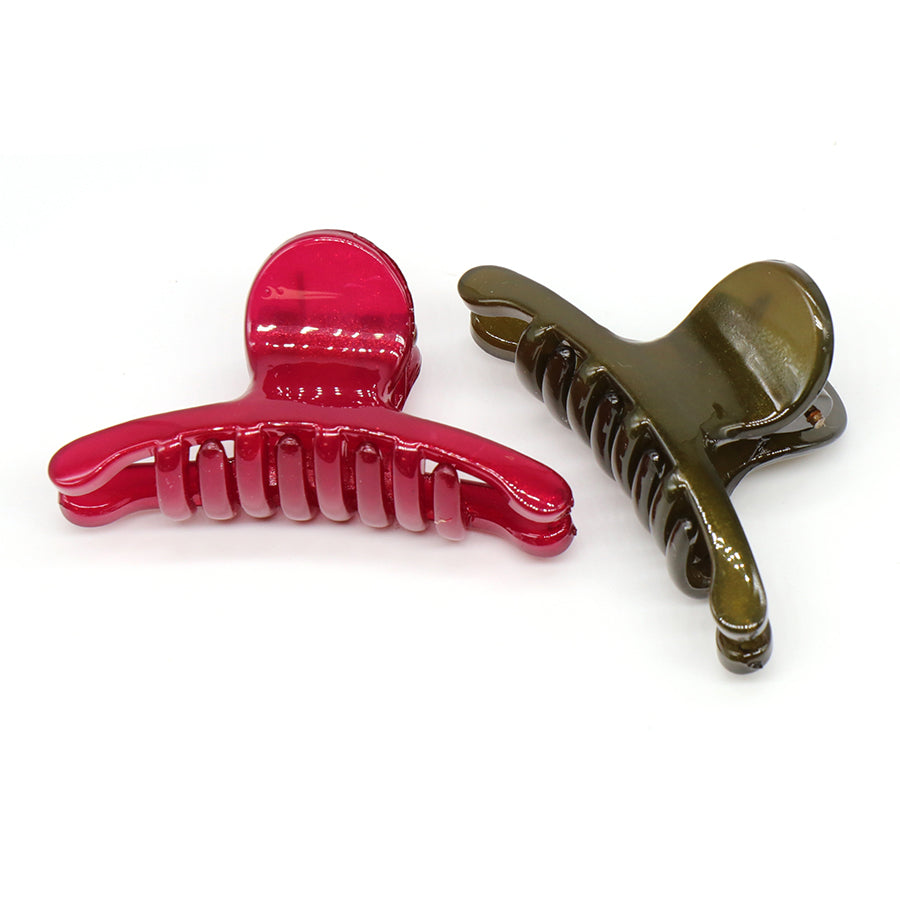 Red & Olive Claw Clip Duo