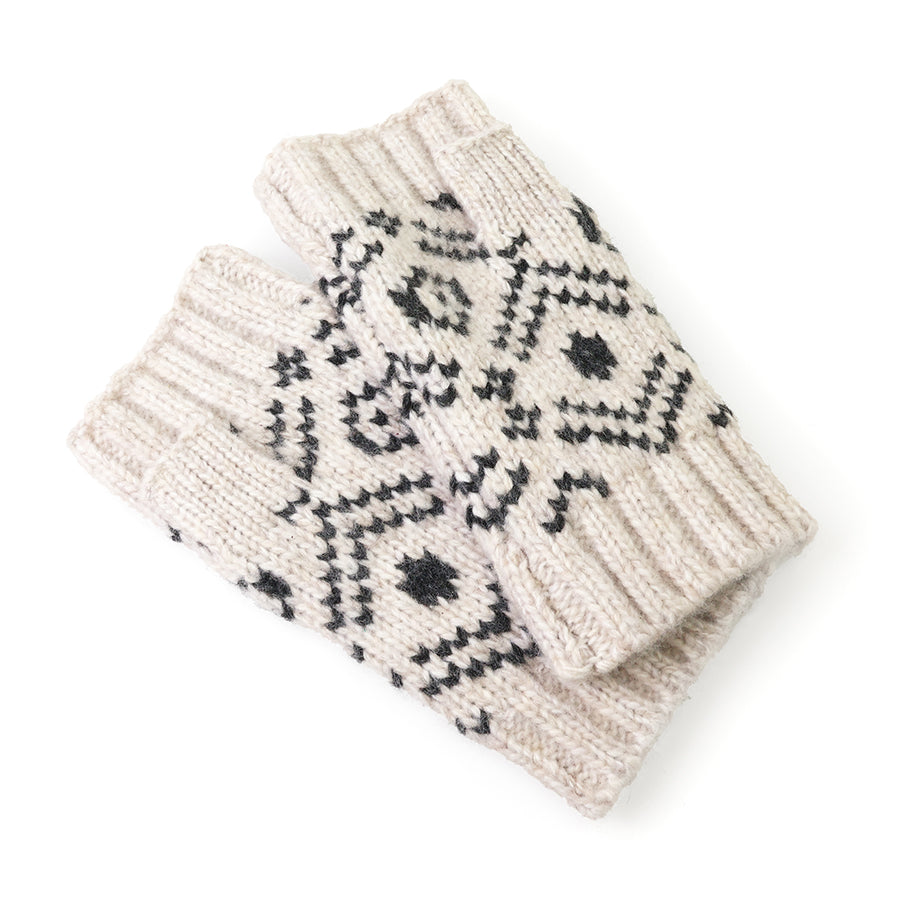 Scandi Knit Wrist Warmers Oatmeal & Black