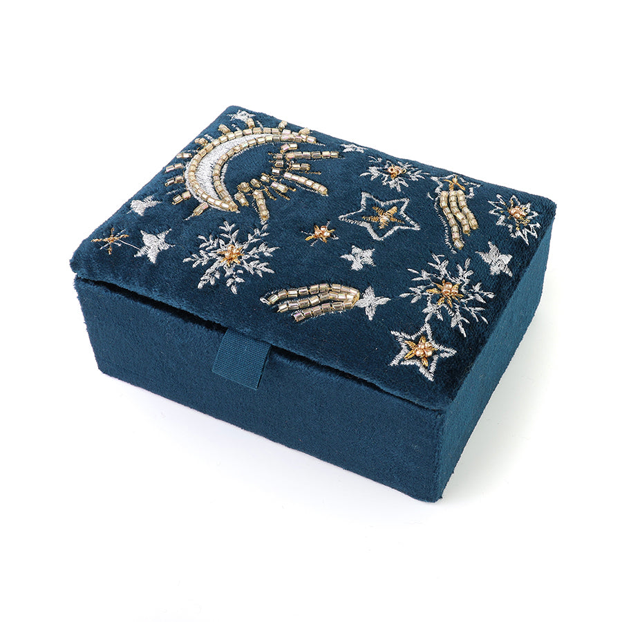 Celestial Night Embroidered Velvet Jewellery Box
