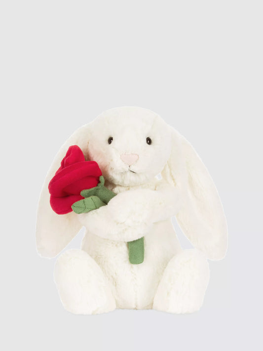 Cream Bunny With Rose