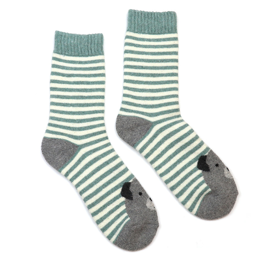 Striped Dog Socks Green