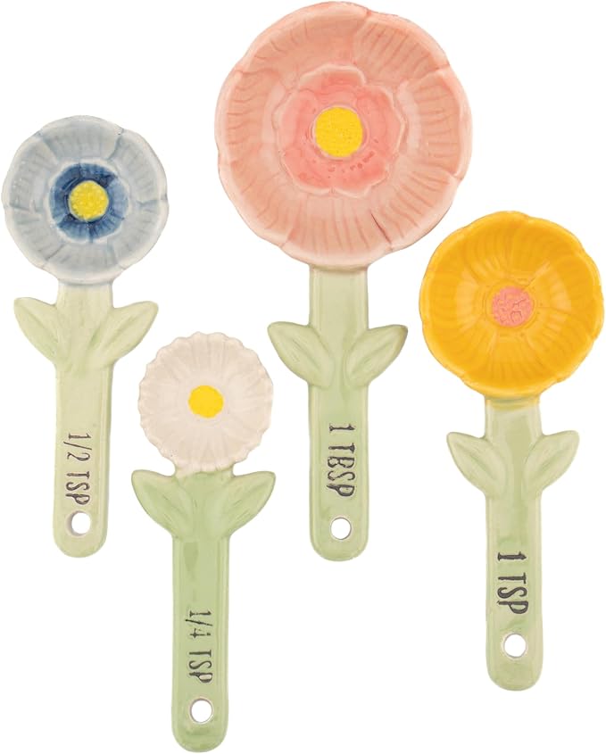 Flower Measuring Spoons With Pot
