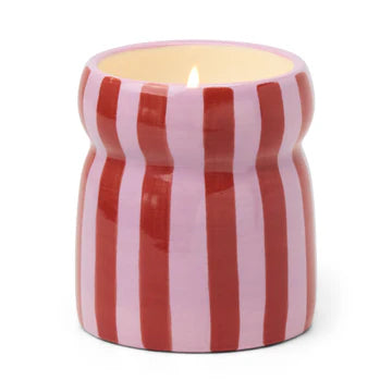 Cabana Red/Pink Striped Ceramic Candle Pink Peppermint