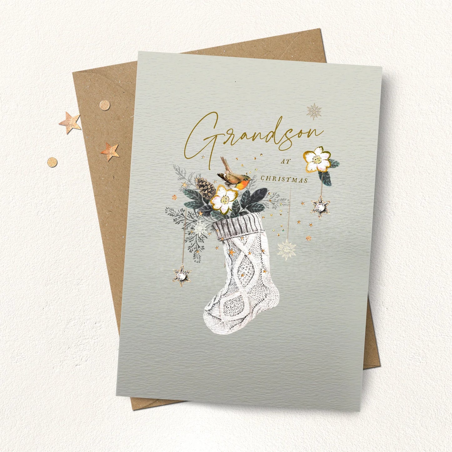 Grandson Stocking Christmas Card