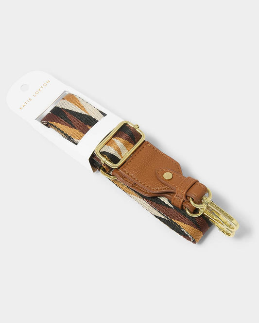 Geometric Canvas Bag Strap Cognac