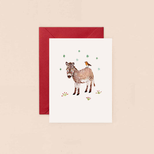 Donkey & Robin Mini Christmas Card