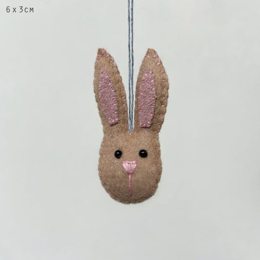 Hanging Beige Felt Rabbit Head
