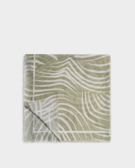 Katie Loxton Waved Line Print Scarf in Sage & Off White