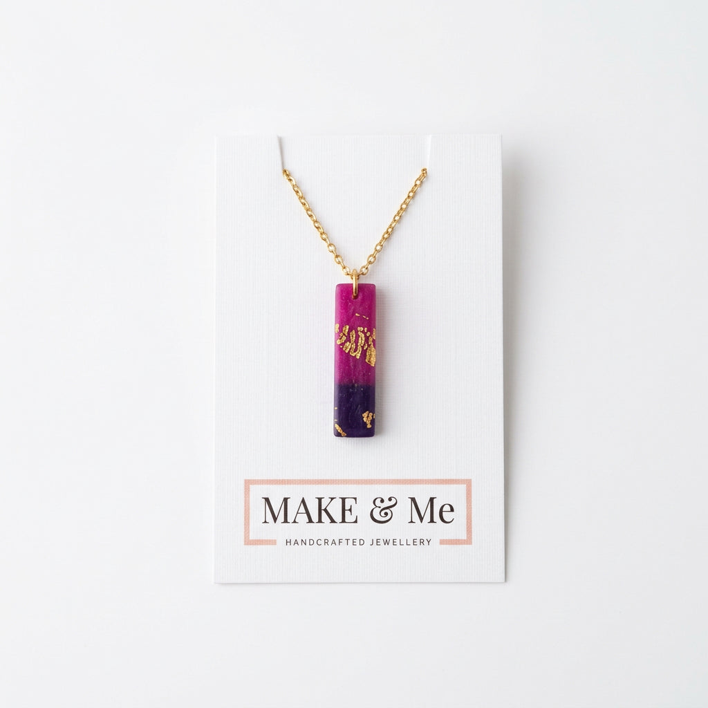 Abstract Print Rectangle Necklace